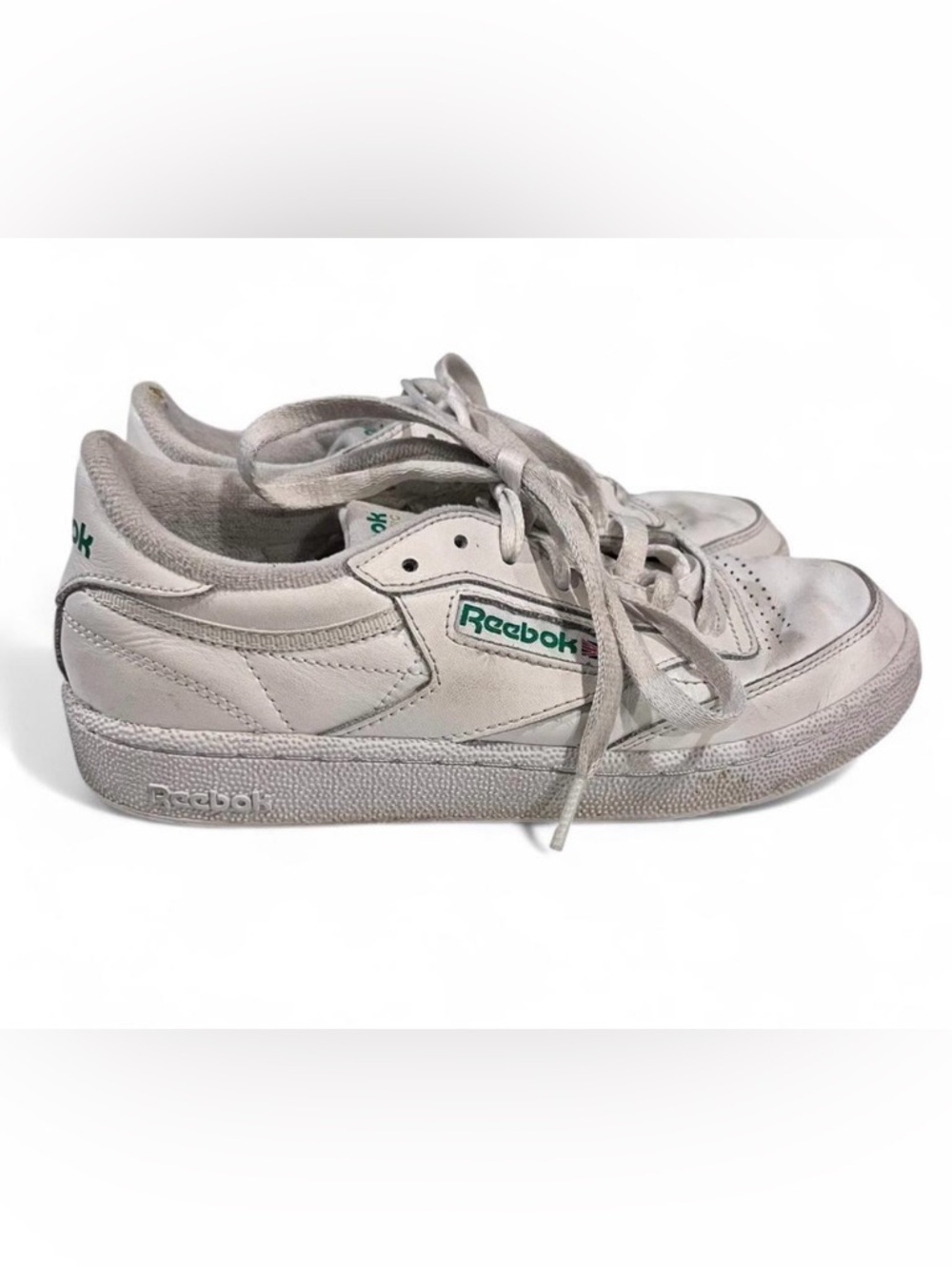 Reebok Women’s Classic Low-Top White Sneakers with Green Logo